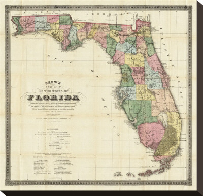 New Map Of The State Of Florida, C.1870 by Columbus Drew Pricing Limited Edition Print image
