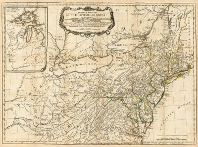 General Map Of The Middle British Colonies, In America, C.1776 by Robert Sayer Pricing Limited Edition Print image
