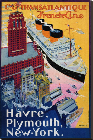 Transatlantique, French Line, Paris-Havre-New York by Albert Sebille Pricing Limited Edition Print image