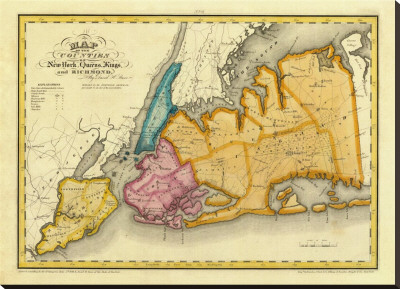 New York, Queens, Kings, Richmond Counties, C.1829 by David H. Burr Pricing Limited Edition Print image