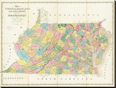 Map Of Virginia, Maryland And Delaware, C.1839 by David H. Burr Pricing Limited Edition Print image