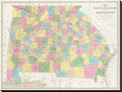 Map Of Georgia And Alabama, C.1839 by David H. Burr Pricing Limited Edition Print image
