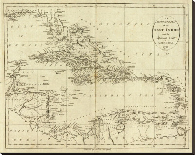 Map Of The West Indies, C.1796 by John Reid Pricing Limited Edition Print image