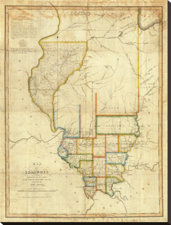 Map Of Illinois, C.1820 by John Melish Pricing Limited Edition Print image
