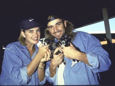 Actress Brooke Shields And Husband, Professional Tennis Player Andre Agassi by David Mcgough Pricing Limited Edition Print image