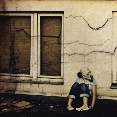 A Young Woman Wearing A Gas Mask by Jewgeni Roppel Pricing Limited Edition Print image