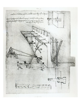 Mechanism For Repulsing Scaling Ladders, From The Codex Atlanticus, C.1480 by Leonardo Da Vinci Pricing Limited Edition Print image