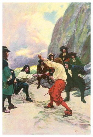 Theirs Was A Spirited Encounter Upon The Beach Of Teviot Bay by Howard Pyle Pricing Limited Edition Print image