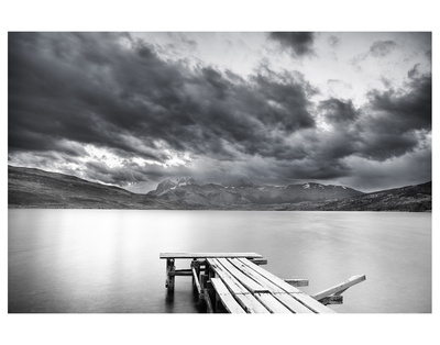Lake With Dock Mountains & Clouds by Nish Nalbandian Pricing Limited Edition Print image