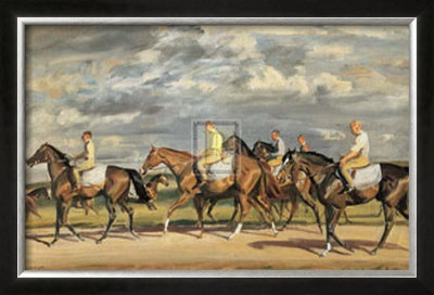 Exercising, Early Morning, Newmarket by Alfred James Munnings Pricing Limited Edition Print image