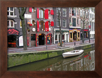 White Boat In Red Lights District, Amsterdam by Igor Maloratsky Pricing Limited Edition Print image