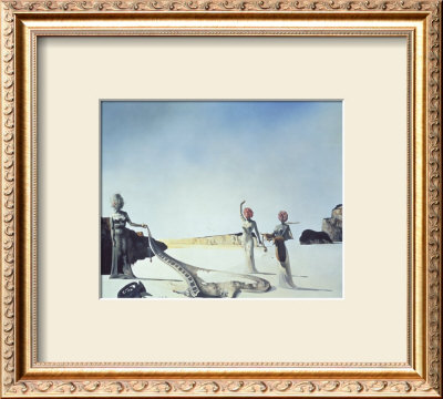Three Young Surrealist Women Holding In Their Arms The Skins Of An Orchestra, 1936 by Salvador Dali Pricing Limited Edition Print image