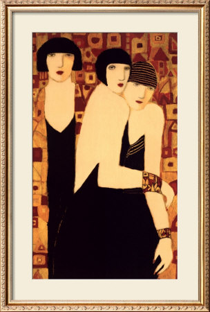 Three Women In Crimson Gold Mosaic by Markert Pricing Limited Edition Print image