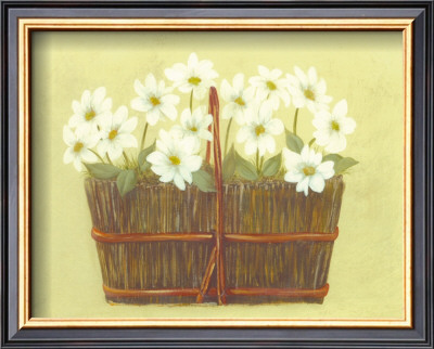 White Flowers In Wicker Basket by Cuca Garcia Pricing Limited Edition Print image