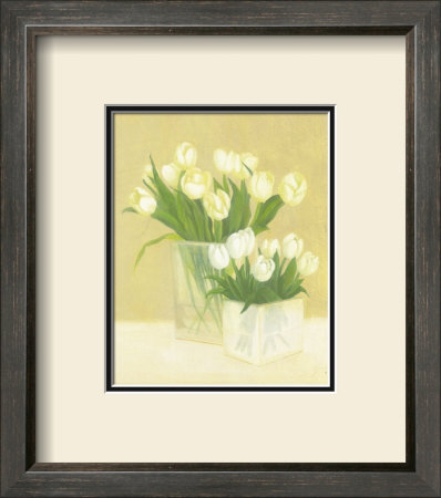 White Tulips In Square Vase by David Col Pricing Limited Edition Print image