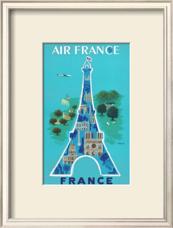 Air France: Eiffel Tower And Paris Monuments, C.1952 by Bernard Villemot Pricing Limited Edition Print image