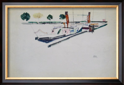 Paddle-Steamer At The Quay, 1912 by Egon Schiele Pricing Limited Edition Print image