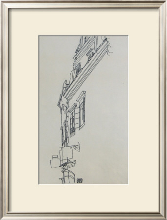 Gabled Houses At Krumau, 1917 by Egon Schiele Pricing Limited Edition Print image