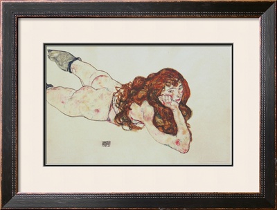 Nude Woman Lying On Her Front, 1917 by Egon Schiele Pricing Limited Edition Print image