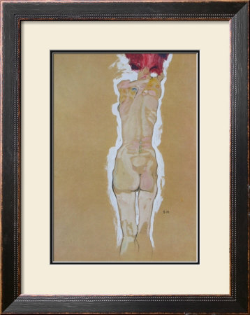 Nude Girl Standing, From The Backside, 1910 by Egon Schiele Pricing Limited Edition Print image