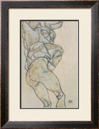 Side-View Of A Semi-Nude Female, 1914 by Egon Schiele Pricing Limited Edition Print image