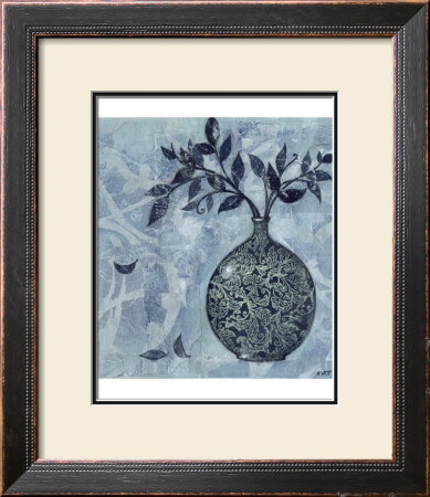 Ornate Vase With Indigo Leaves I by Norman Wyatt Jr. Pricing Limited Edition Print image