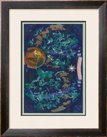 Air France: Celestial Map With Constellations And Zodiac, C.1950 by Lucien Boucher Pricing Limited Edition Print image