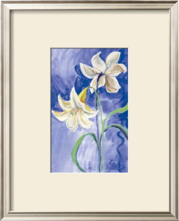 Flores Blancas Fondo Azul by Cruz Pricing Limited Edition Print image