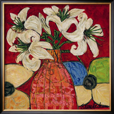 Lilies In Red by Sarah Van Beckum Pricing Limited Edition Print image