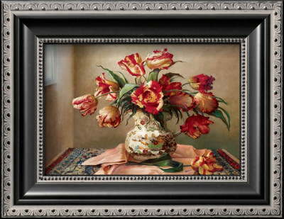 Tulips In An Oriental Vase by Jennie Tomao-Bragg Pricing Limited Edition Print image