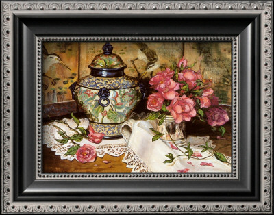 Roses With Temple Jar by Francie Botke Pricing Limited Edition Print image