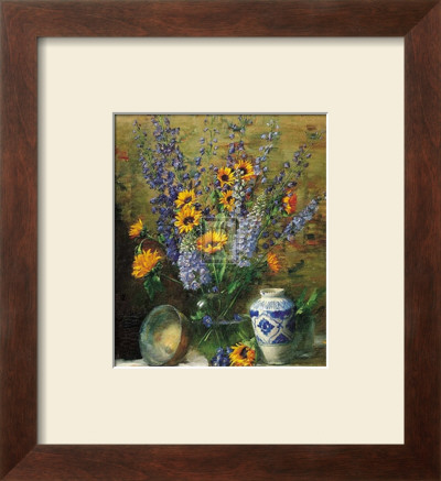 Delphiniums And Chinese Vase by F. Janca Pricing Limited Edition Print image
