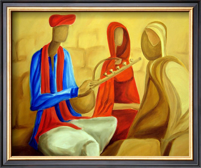 Musician With Women by Sukhpal Grewal Pricing Limited Edition Print image