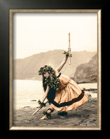 Pua With Sticks, Hula Dancer by Alan Houghton Pricing Limited Edition Print image