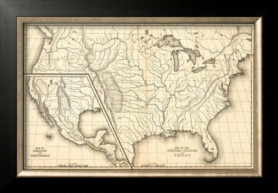 Map Of The United States And Texas, Mexico And Guatimala, C.1839 by Samuel Augustus Mitchell Pricing Limited Edition Print image