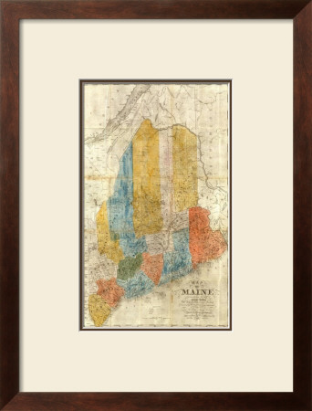 Map Of Maine, C.1843 by W. Anson Pricing Limited Edition Print image