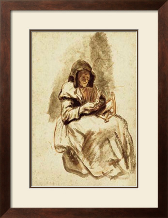 Sepia Grandma Sewing by Nicholaes Maes Pricing Limited Edition Print image