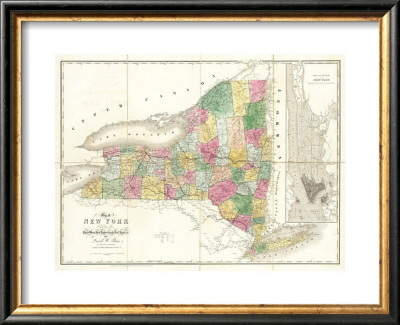 Map Of New York, C.1839 by David H. Burr Pricing Limited Edition Print image