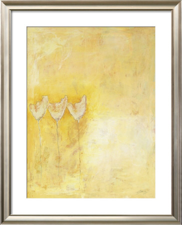 Arriere-Plan Orange Avec Trois Fleurs by Claudia Doucet Pricing Limited Edition Print image