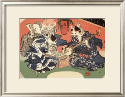 Singing Kimono Cats With Shamisen by Daisuke Yamashina Pricing Limited Edition Print image