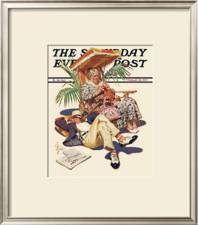 Retired Couple At Beach, C.1937 by Joseph Christian Leyendecker Pricing Limited Edition Print image