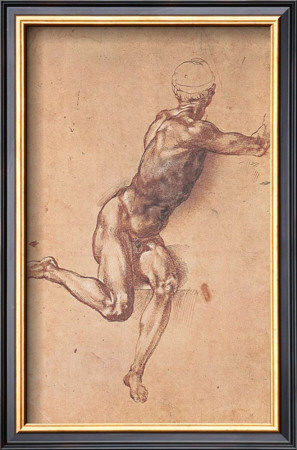 Study Of A Seated Male Figure by Michelangelo Buonarroti Pricing Limited Edition Print image