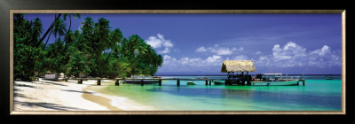 Beach And Jetty With Boat, Pigeon Point, Tobago, Caribbean by Tom Mackie Pricing Limited Edition Print image