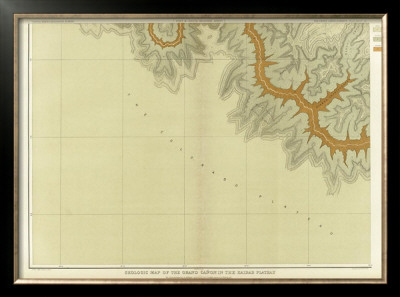 Grand Canyon: Geologic Map Of The Southern Kaibab Plateau (Part Iii, South-West), C.1882 by Clarence E. Dutton Pricing Limited Edition Print image