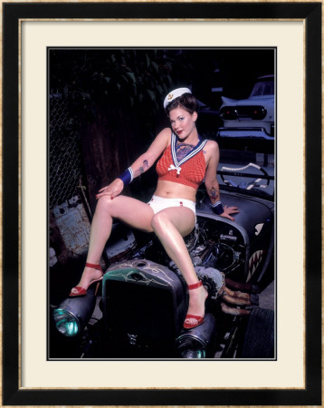 V8 Sailor Pin Up Girl Poster by David Perry Pricing Limited Edition Print image