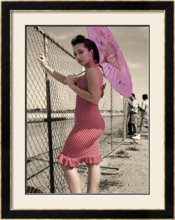 Pin-Up Girl With Parasol by David Perry Pricing Limited Edition Print image