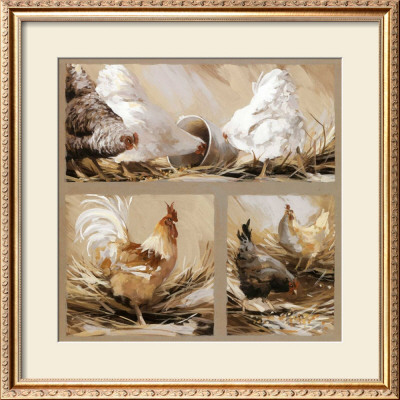 Poules Blanches Et Coq by Pascal Cessou Pricing Limited Edition Print image