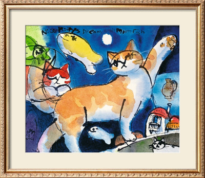 Nice Kitty's Dream With Moonfish by Michael Leu Pricing Limited Edition Print image