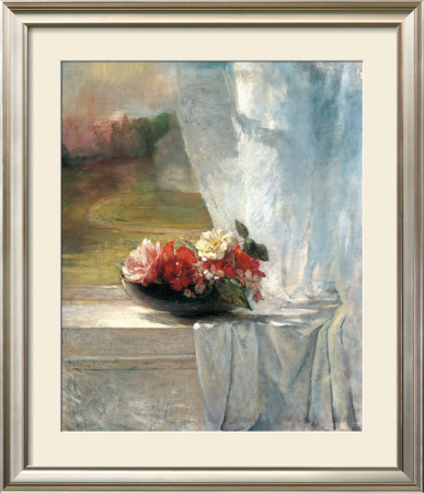 Flowers On A Window Ledge by John Lafarge Pricing Limited Edition Print image