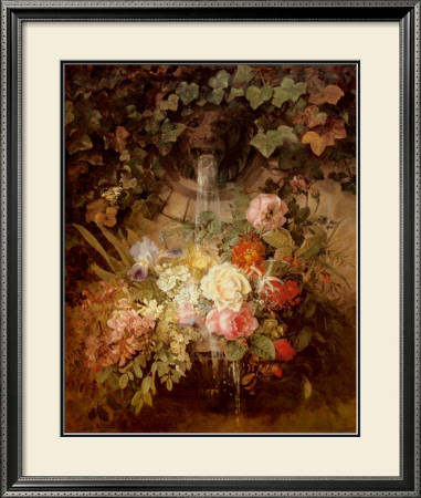 Flowers Under A Lion Fountain by Auguste W. Reichelt Pricing Limited Edition Print image